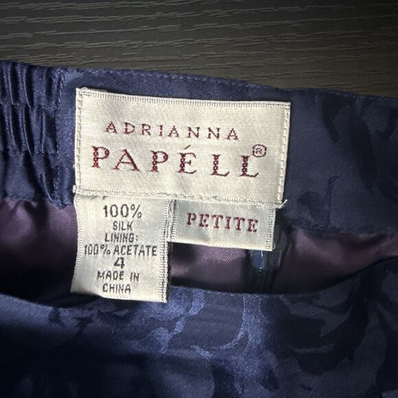 Adrianna Papell Womens Petite 4 Pencil Skirt Blue Silk Floral Zip Lined Feminine - Picture 7 of 10